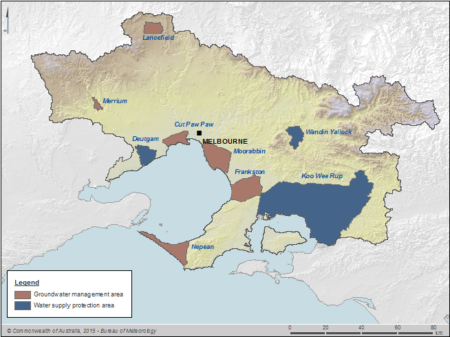 Figure P8 Groundwater management areas within the Melbourne region