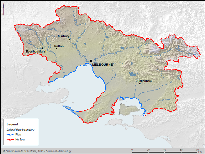 Figure 1 Lateral groundwater flow boundaries in the Melbourne region