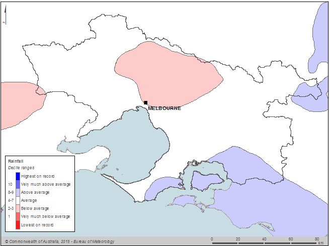 Figure C1 Annual rainfall deciles for the Melbourne region during the 2013–14 year
