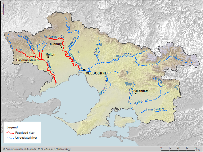 Figure 5 Regulated and unregulated river channels in the Melbourne region