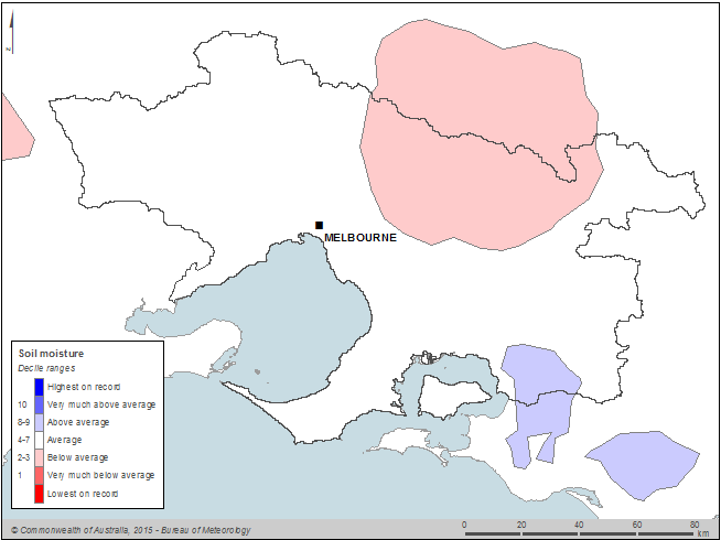 Figure W1 Annual soil moisture deciles for the Melbourne region during the 2013–14 year