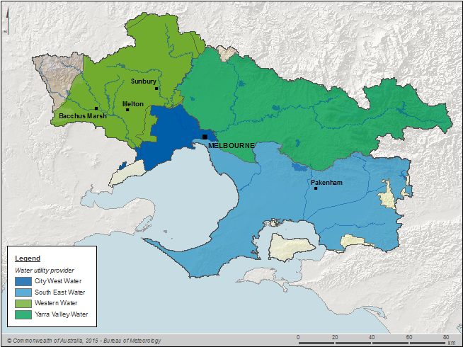 Figure P9 Melbourne's urban retail water authorities and regional water authority service areas