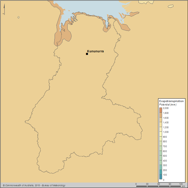 Figure C5 Total annual potential evapotranspiration for the Ord region during the 2013–14 year