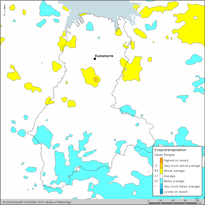 Figure C4 Annual evapotranspiration deciles for the Ord region during the 2013–14 year