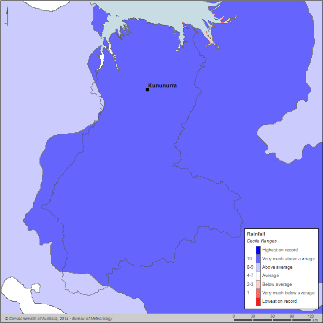Figure C1 Annual rainfall deciles for the Ord region during the 2013–14 year