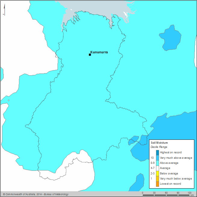 Figure W2 Annual soil moisture deciles for the Ord region during the 2013–14 year