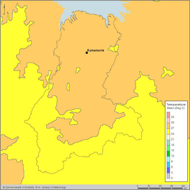Figure C7 Mean temperature for the Ord region during the 2013–14 year
