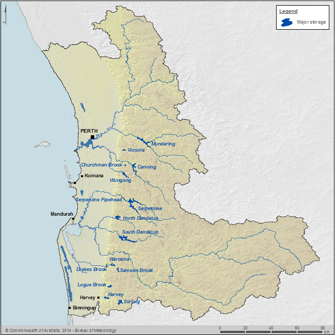 Figure P9 Surface water storages within the Perth region