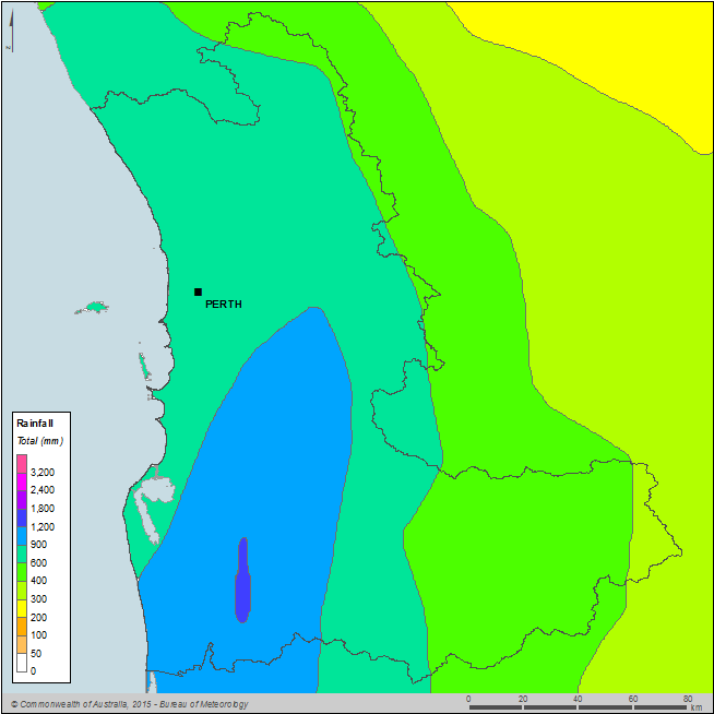 Figure C2 Total annual rainfall for the Perth region during the 2013–14 year