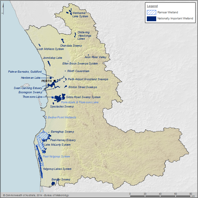 Figure P5 Significant wetlands in the Perth region