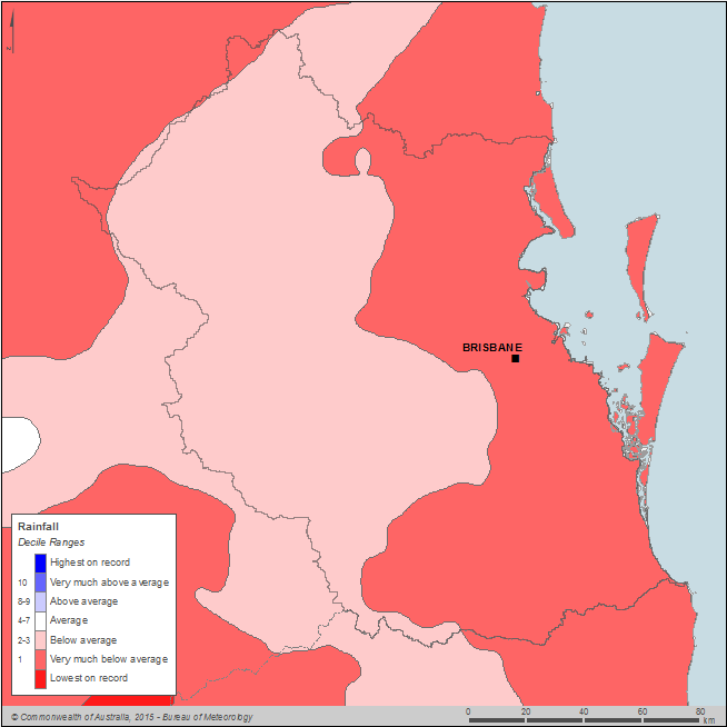 Figure C1 Annual rainfall deciles for the South East Queensland region during the 2013–14 year