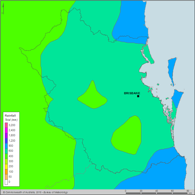 Figure C2 Total annual rainfall for the South East Queensland region during the 2013–14 year
