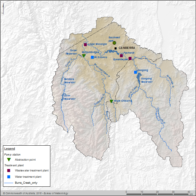 Figure C10 Key infrastructure of the urban water system in the Canberra region