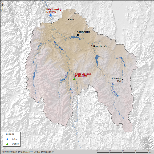 Figure N14 Gauging stations used to calculate river flows to and from the region
