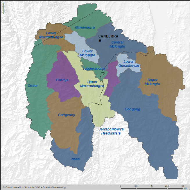 Figure C11 Water management areas in the Canberra region