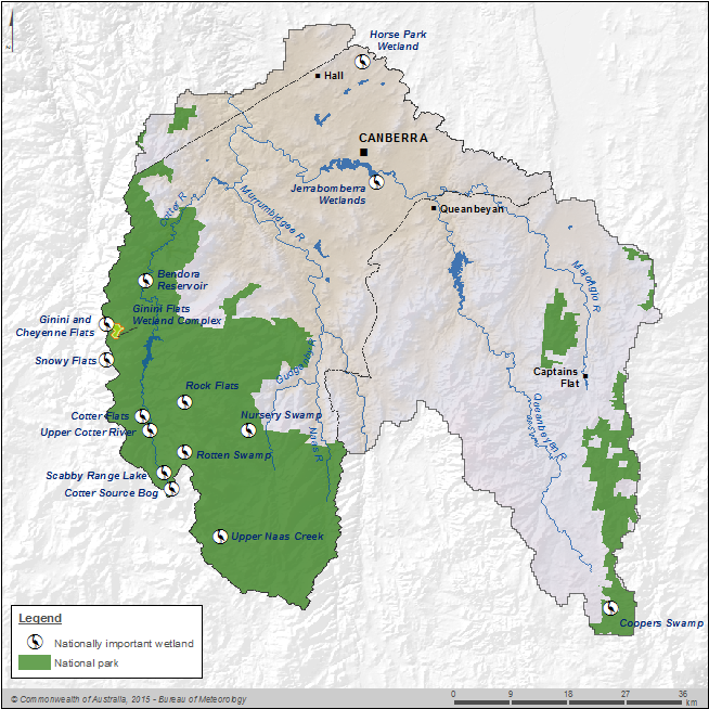Figure C5 Significant wetlands in the Canberra region