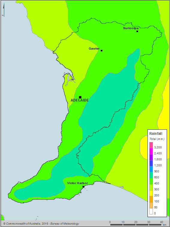 Figure C1  Total annual rainfall for the Adelaide region for the 2015–16 year