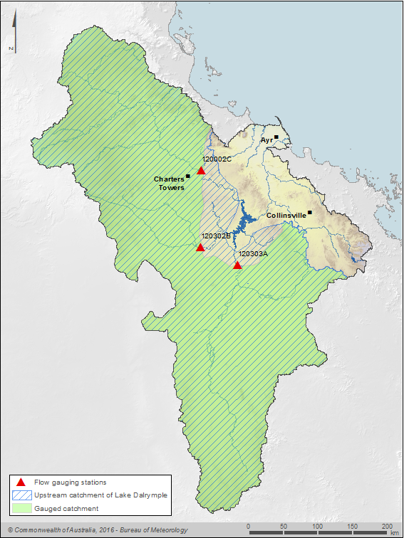 Figure N2 Gauging stations used to calculate runoff upstream of Lake Dalrymple