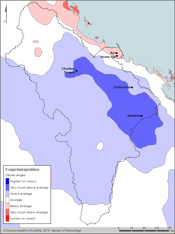 Figure C5 Annual potential evapotranspiration deciles for the Burdekin region during the 2015–16 year