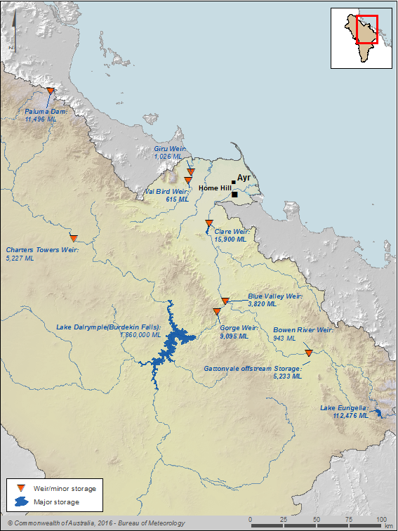 Figure R5 Surface water storages within the Burdekin region