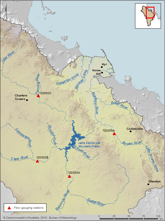 Figure R7 Key flow gauging stations along the main rivers within the Burdekin region