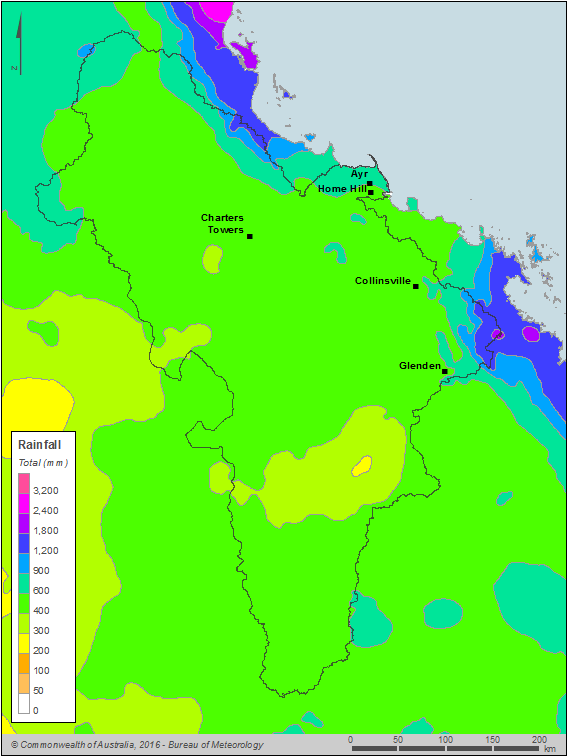 Figure C1 Total annual rainfall for the Burdekin region during the 2015–16 year