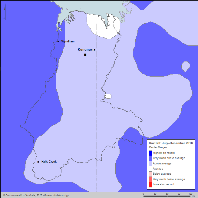 Figure S13  Map of rainfall deciles for the Ord region from July–December 2016