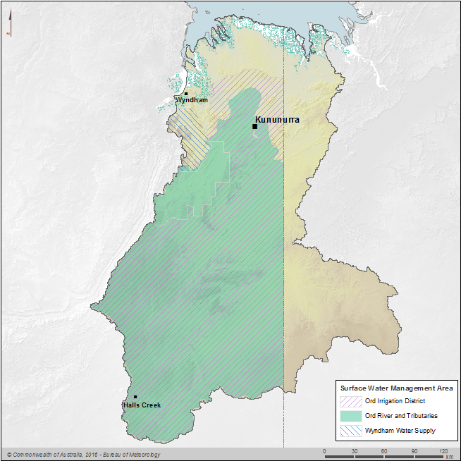 Figure R9  Map of surface water management areas in the Ord region
