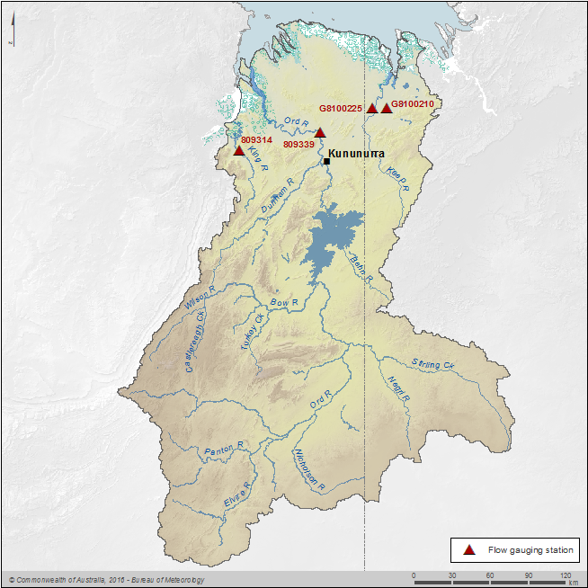 Figure N1 Map of gauging stations used to calculate total outflow to sea