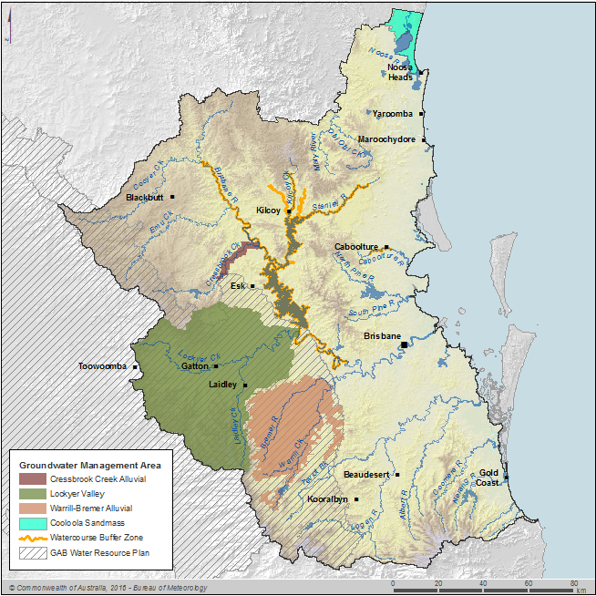Figure R10 The groundwater management areas in the South East Queensland region