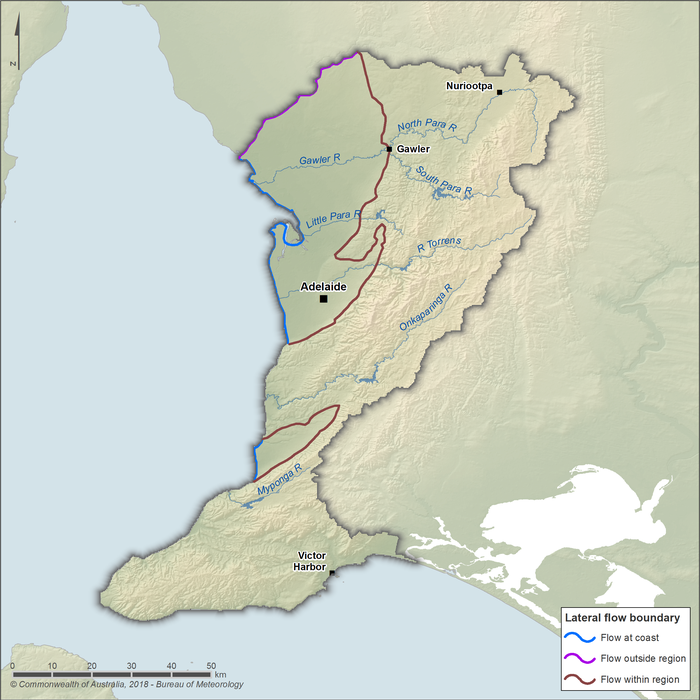 Figure N3 Map of lateral groundwater flow boundaries in the Adelaide region