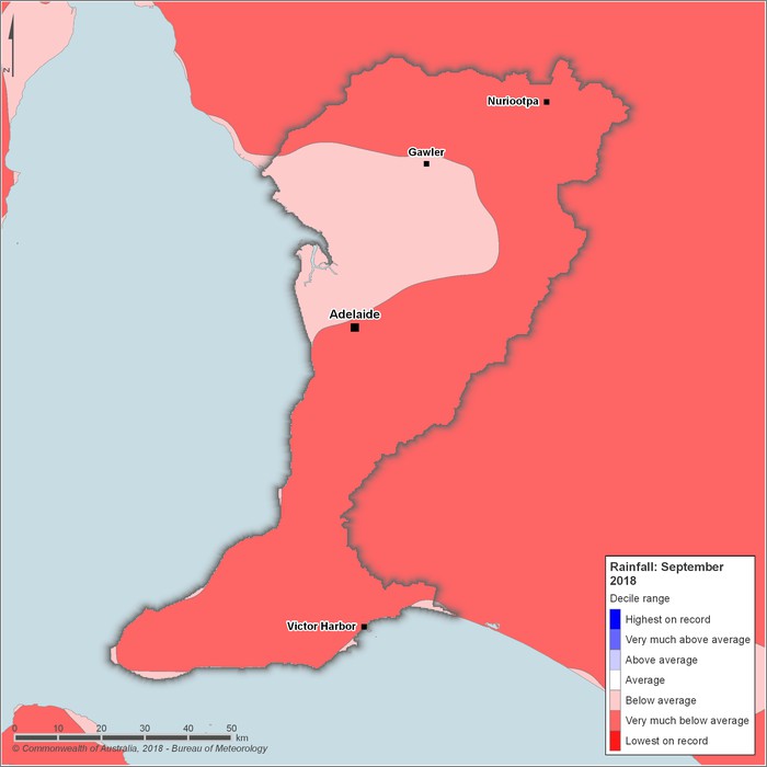 Rainfall deciles: September 2018