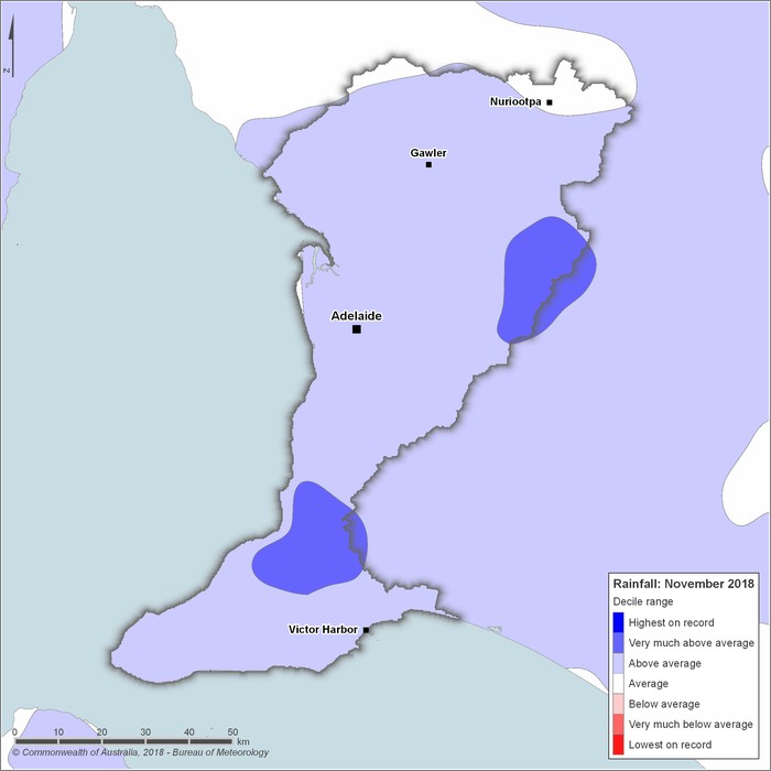 Rainfall deciles: November 2018