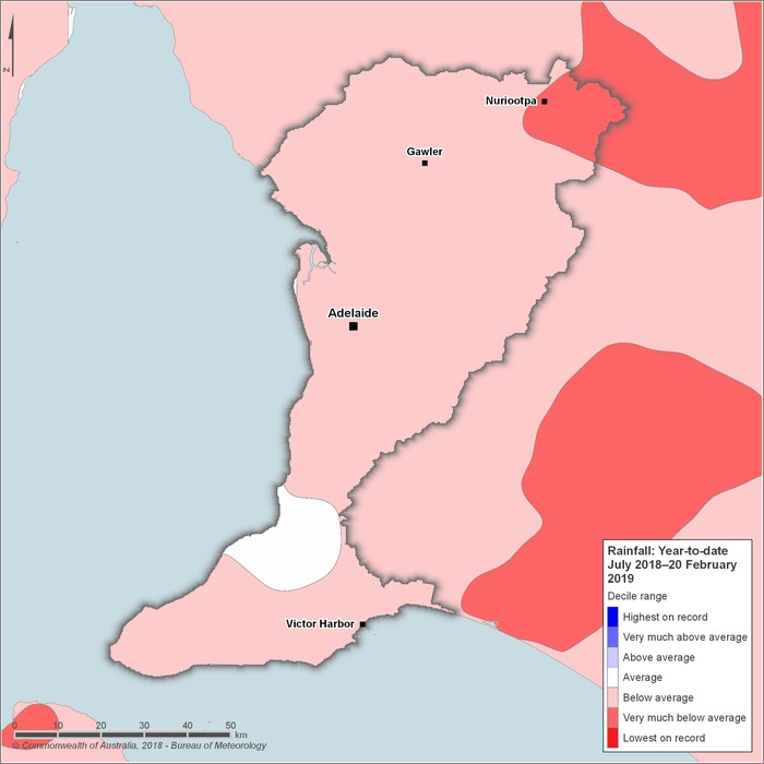 Rainfall deciles: July 2018–February 2019