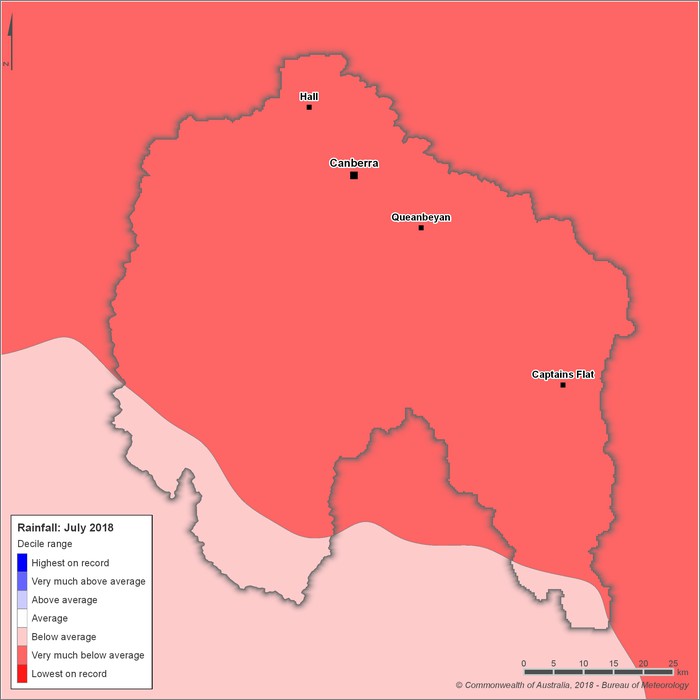 Rainfall deciles: July 2018