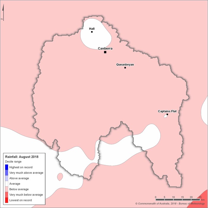 Rainfall deciles: August 2018