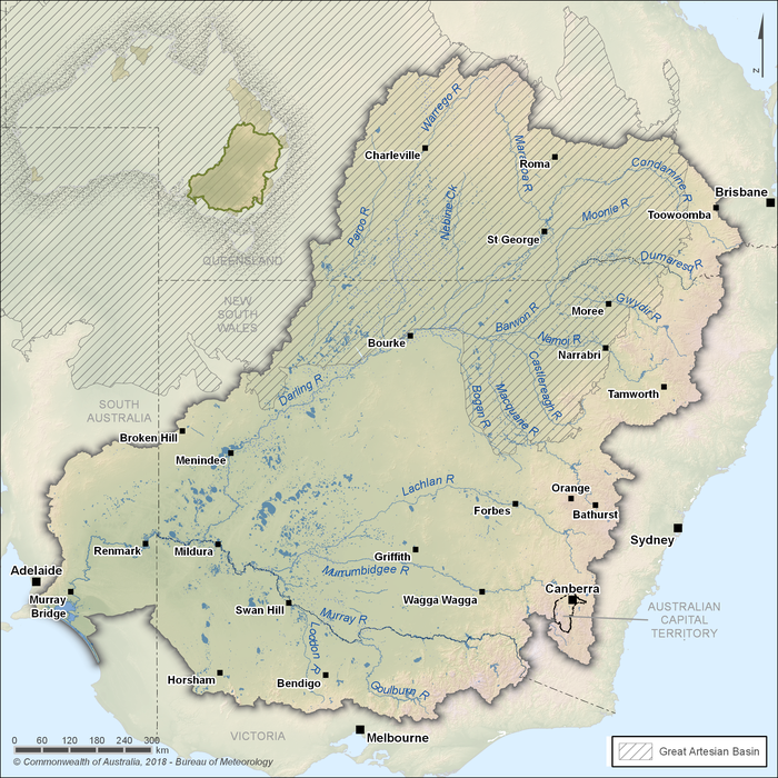 Figure R1 Contextual map of the Murray–Darling Basin region showing the major rivers and towns