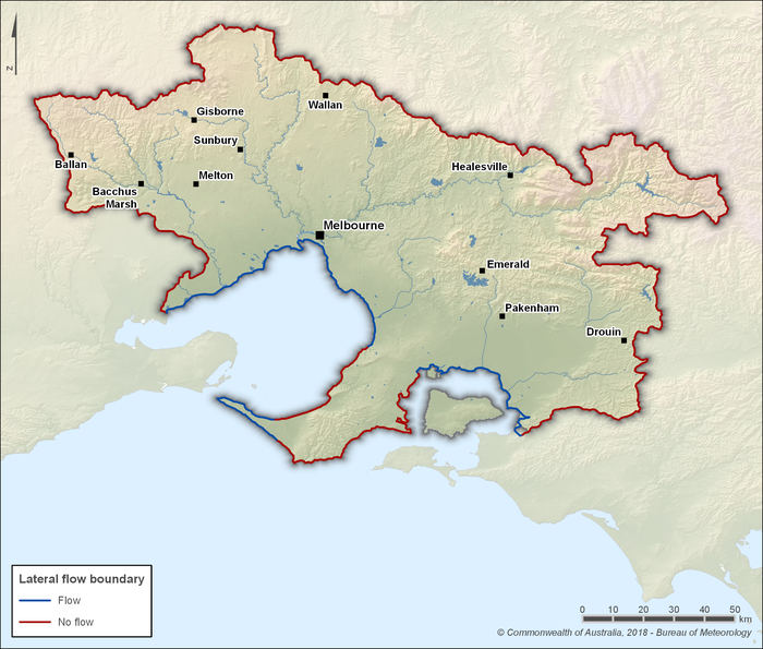 Figure N2 Lateral groundwater flow boundaries in the Melbourne region