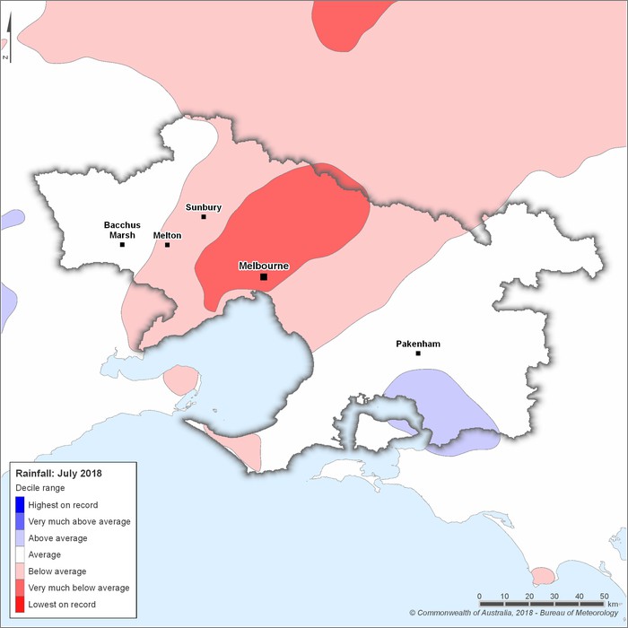 Rainfall deciles: July 2018