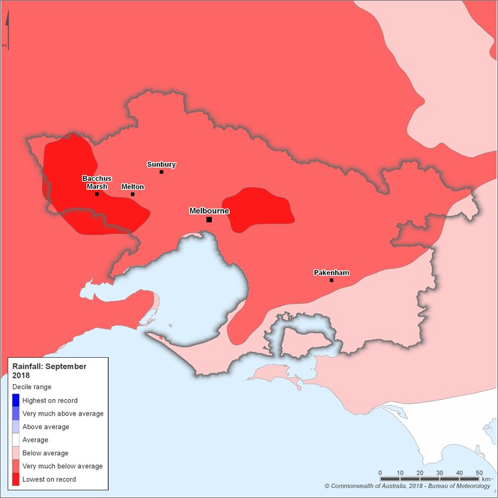 Rainfall deciles: September 2018