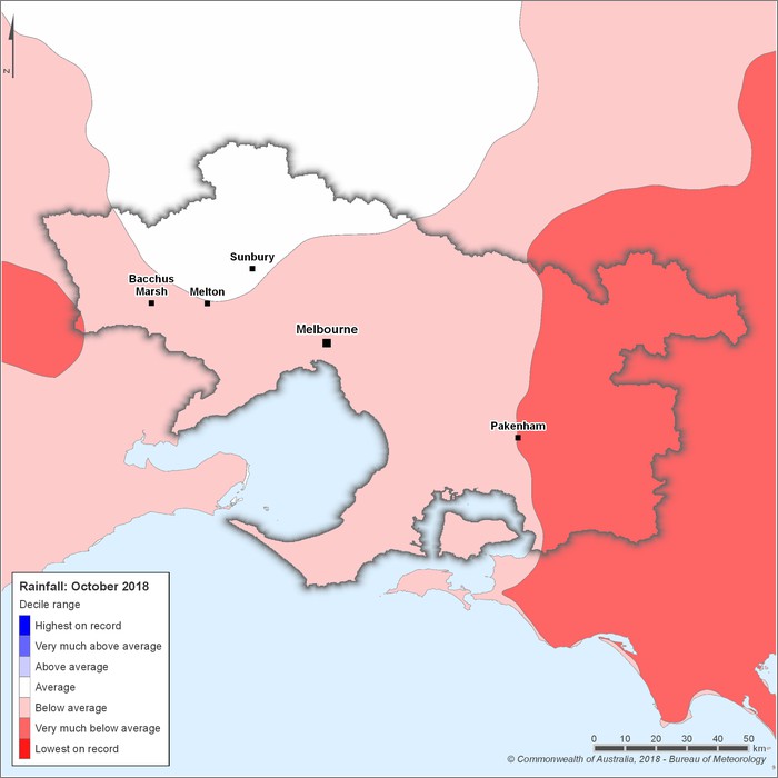 Rainfall deciles: October 2018