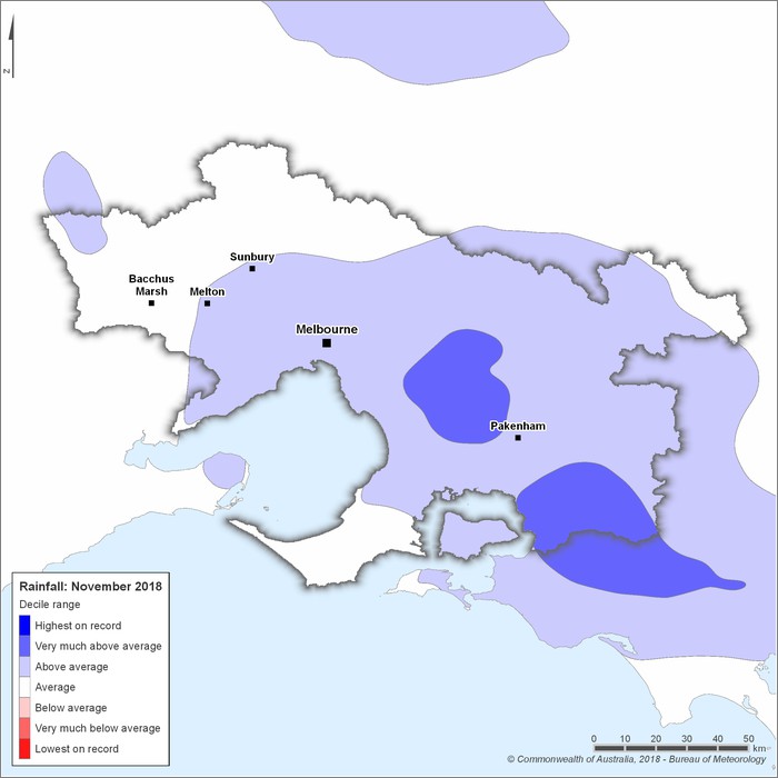 Rainfall deciles: November 2018