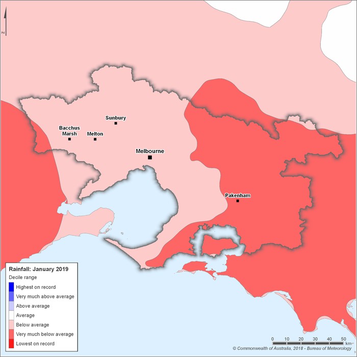 Rainfall deciles: January 2019