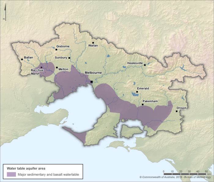 Figure N3 Water table aquifer areas used to calculate change in aquifer storage