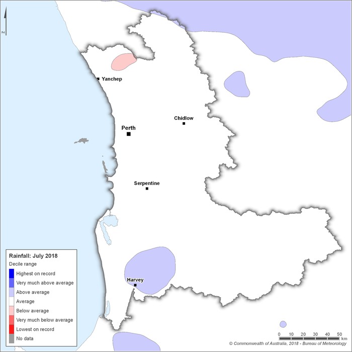 Rainfall deciles: July 2018
