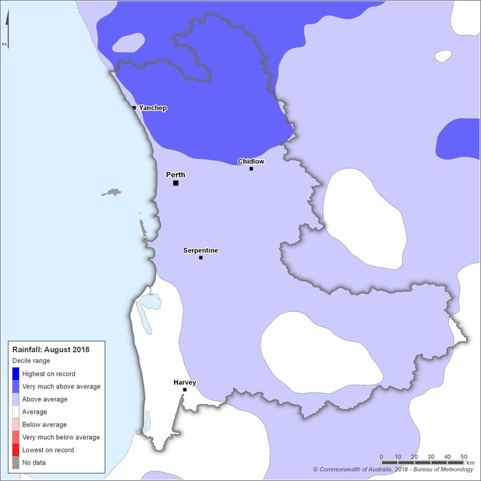 Rainfall deciles: August 2018
