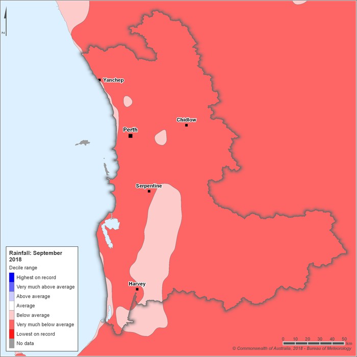 Rainfall deciles: September 2018