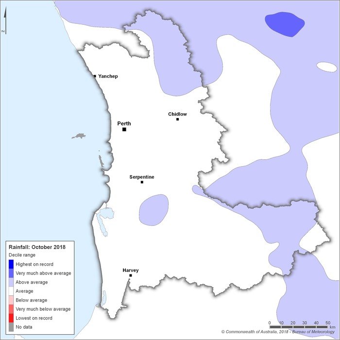 Rainfall deciles: October 2018