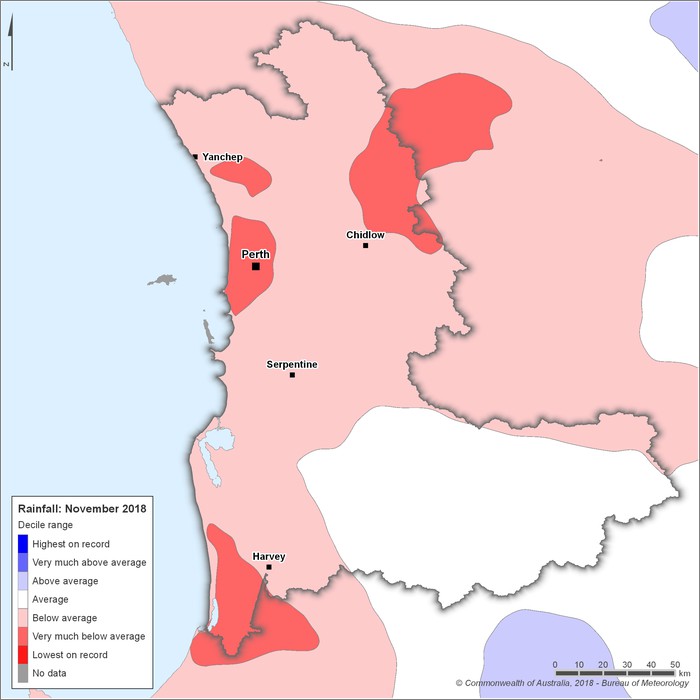 Rainfall deciles: November 2018