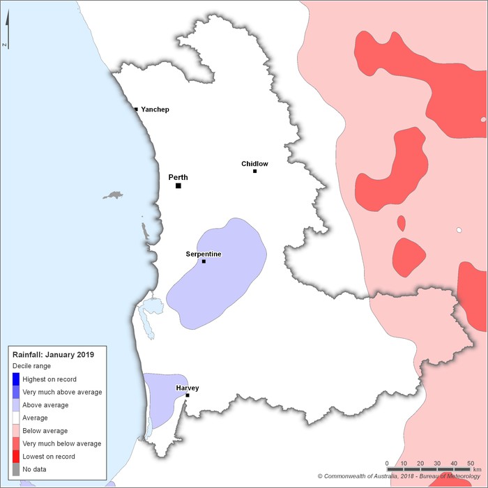 Rainfall deciles: January 2019